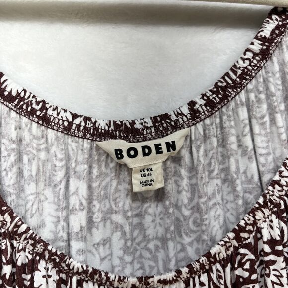 Boden Scoop Tiered Jersey Mini Dress Women’s Sz 6L Floral Boho Prairie Cottage - Picture 2 of 10